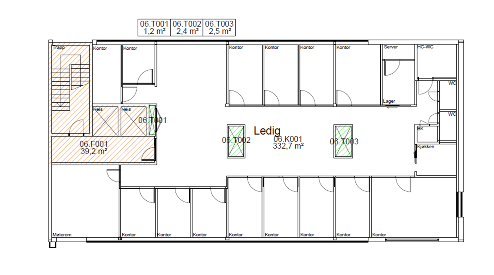 Plantegning 6 etasje Galleribilde