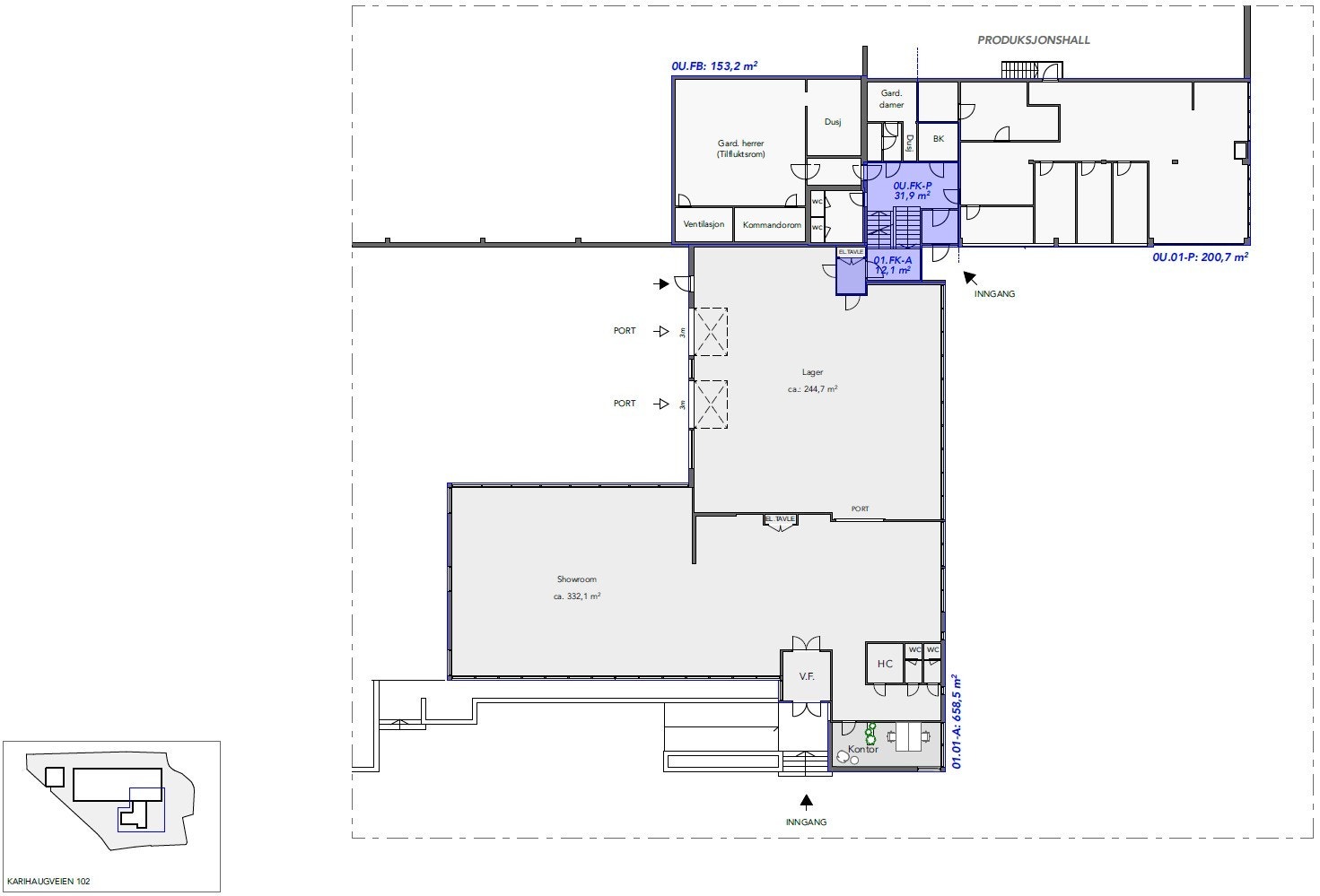 Åpen plantegning av lokaler som tilbys Galleribilde