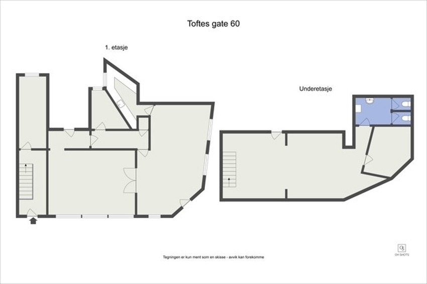 Plantegningen viser over og underetasje. Galleribilde