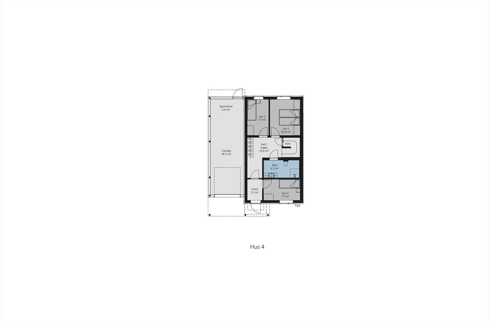 Plantegning av boligens 1. etasje. Galleribilde