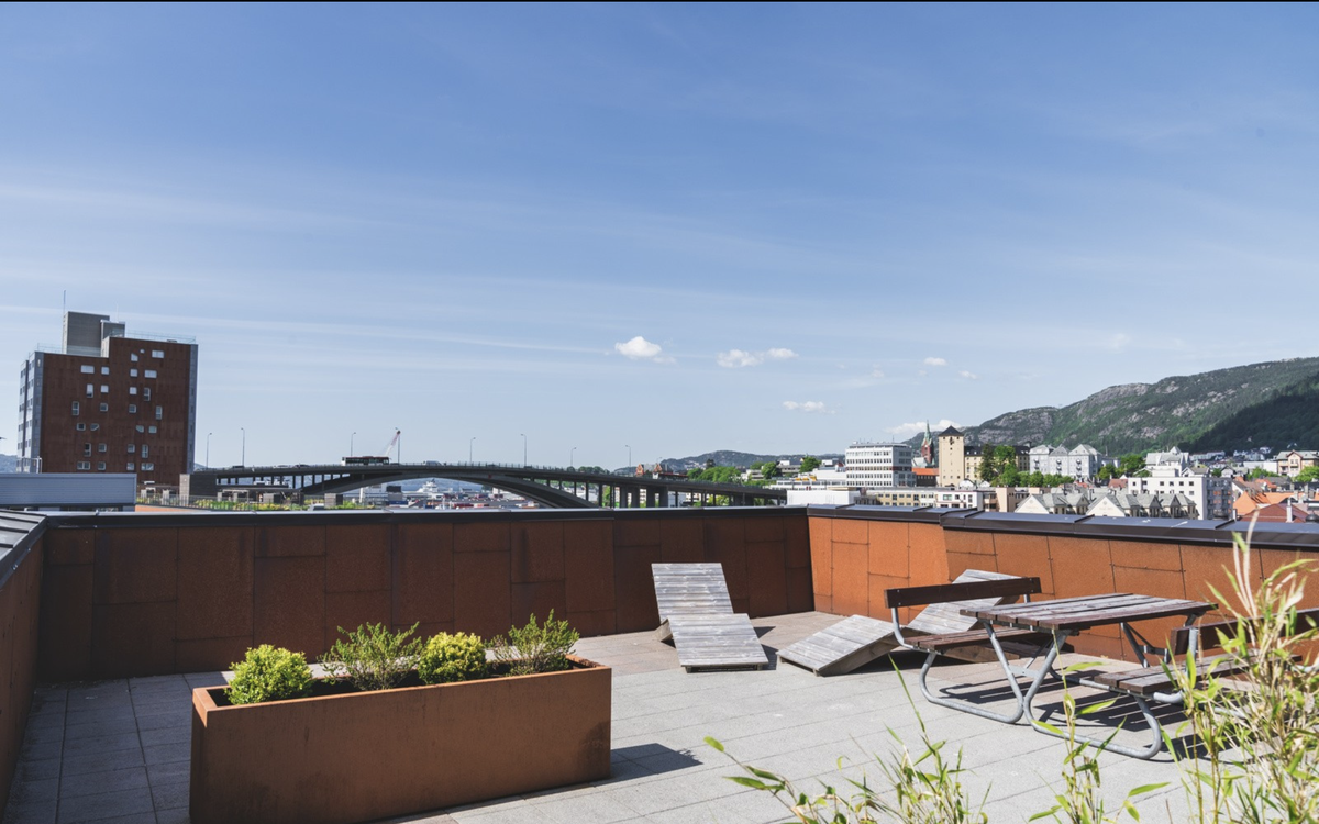 Sameiet har en flott og solrik felles takterrasse! Galleribilde