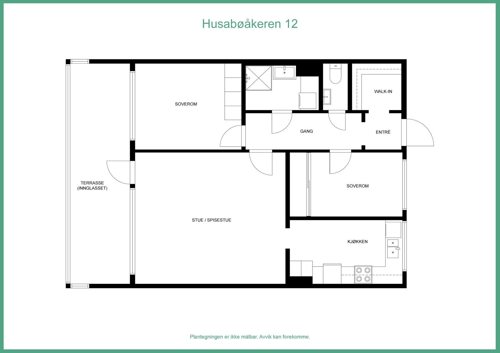 Plantegning (Det er gjort mindre endringer i forhold til boder som er omgjort til større soverom og walk-in. Se tegning i salgsoppgave. Galleribilde
