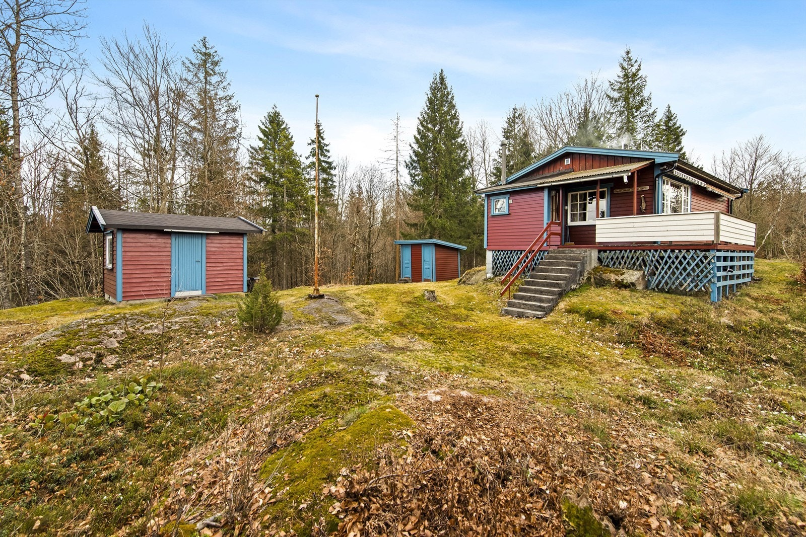 Eiendommen består av hovedhytte, et isolert anneks på ca. 9 m² med innlagt strøm, og en praktisk utebod på 5 m². Galleribilde