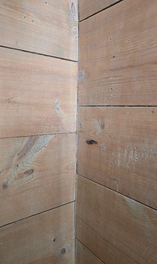 Detaljbilde, tømmervegg stue Galleribilde