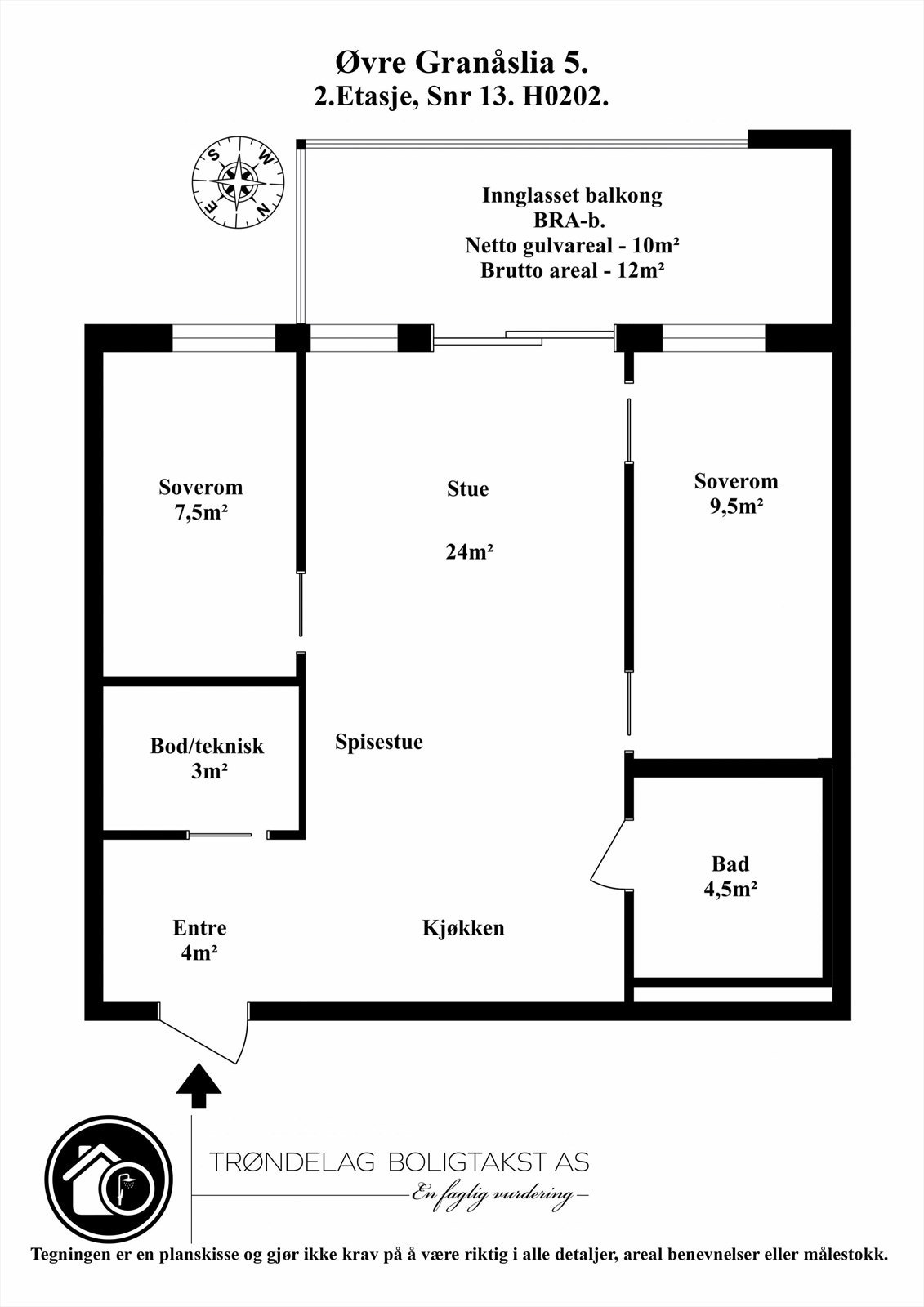 Planskisse for leiligheten i 2. etasje. Galleribilde
