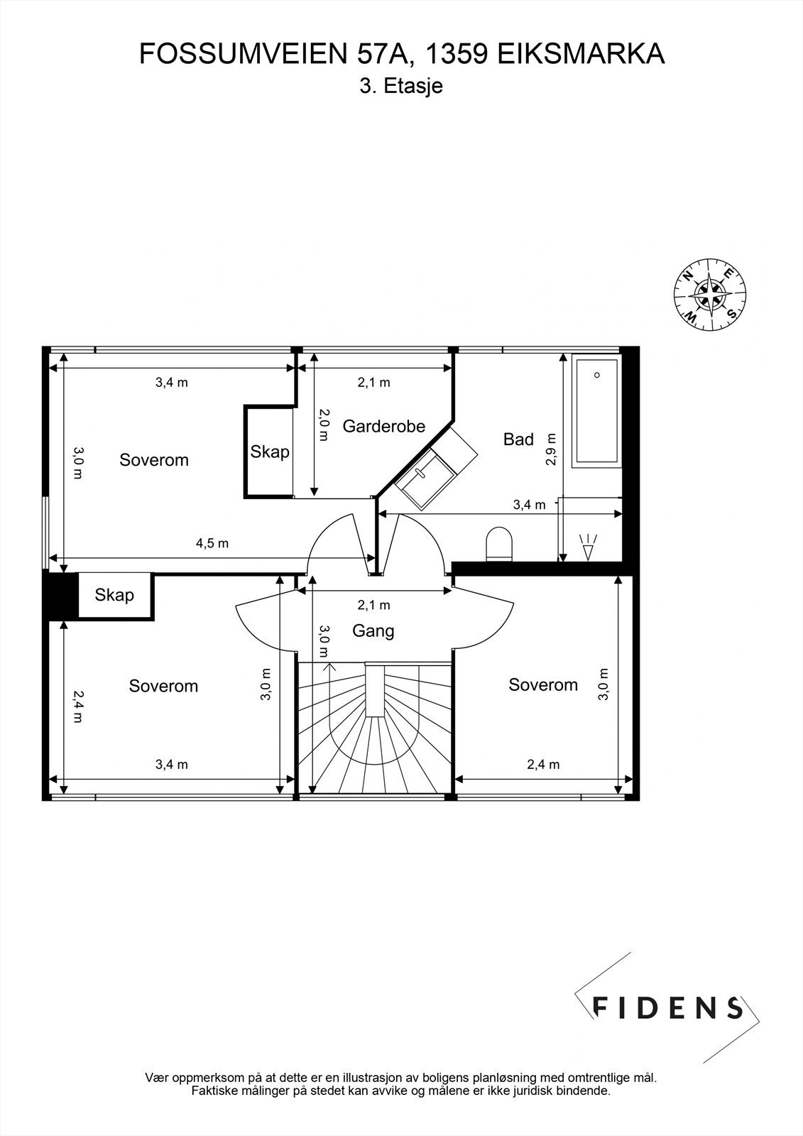 Plantegning 3. etasje. Galleribilde