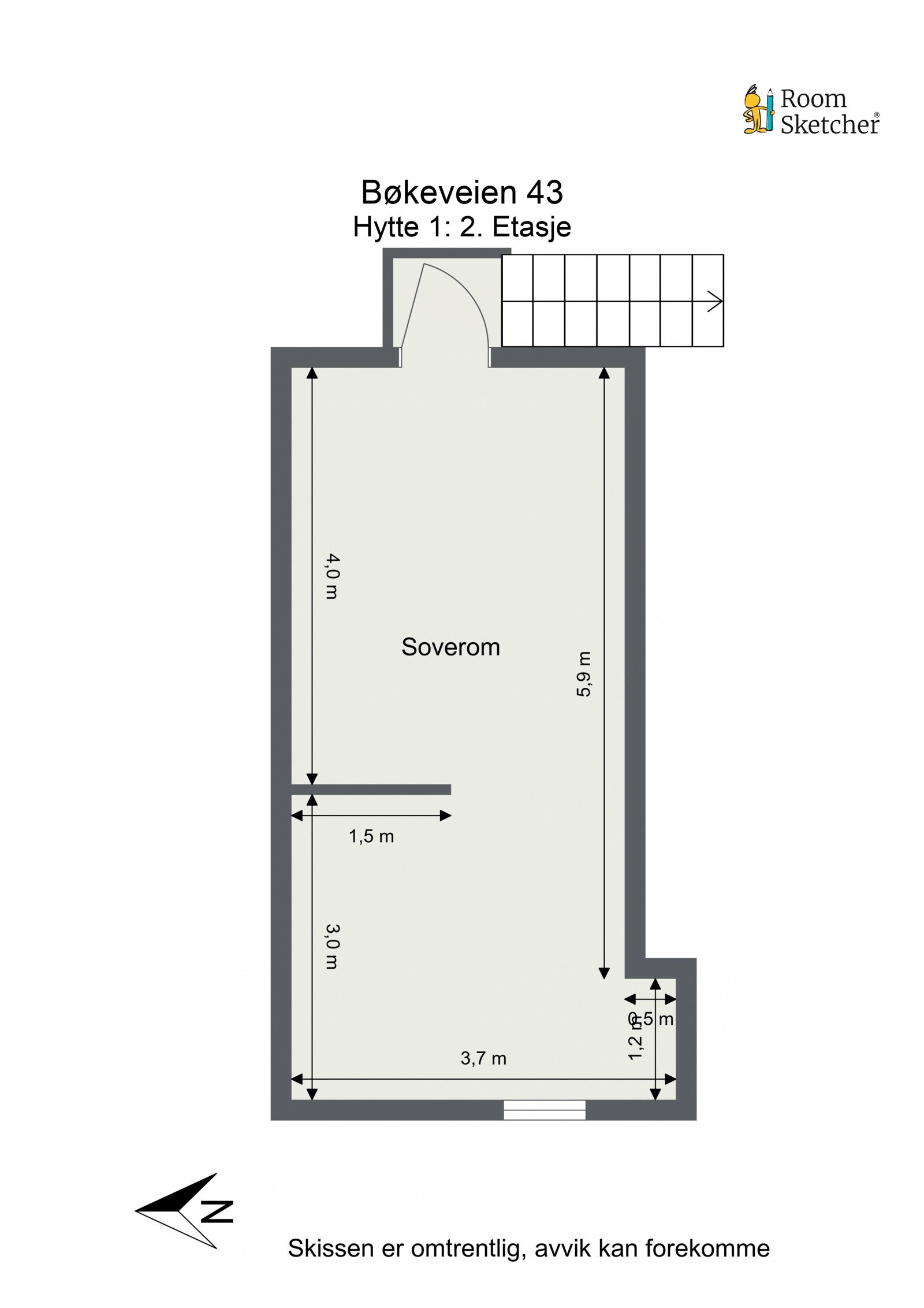 Plantegning for hytte 1 - loft. Galleribilde