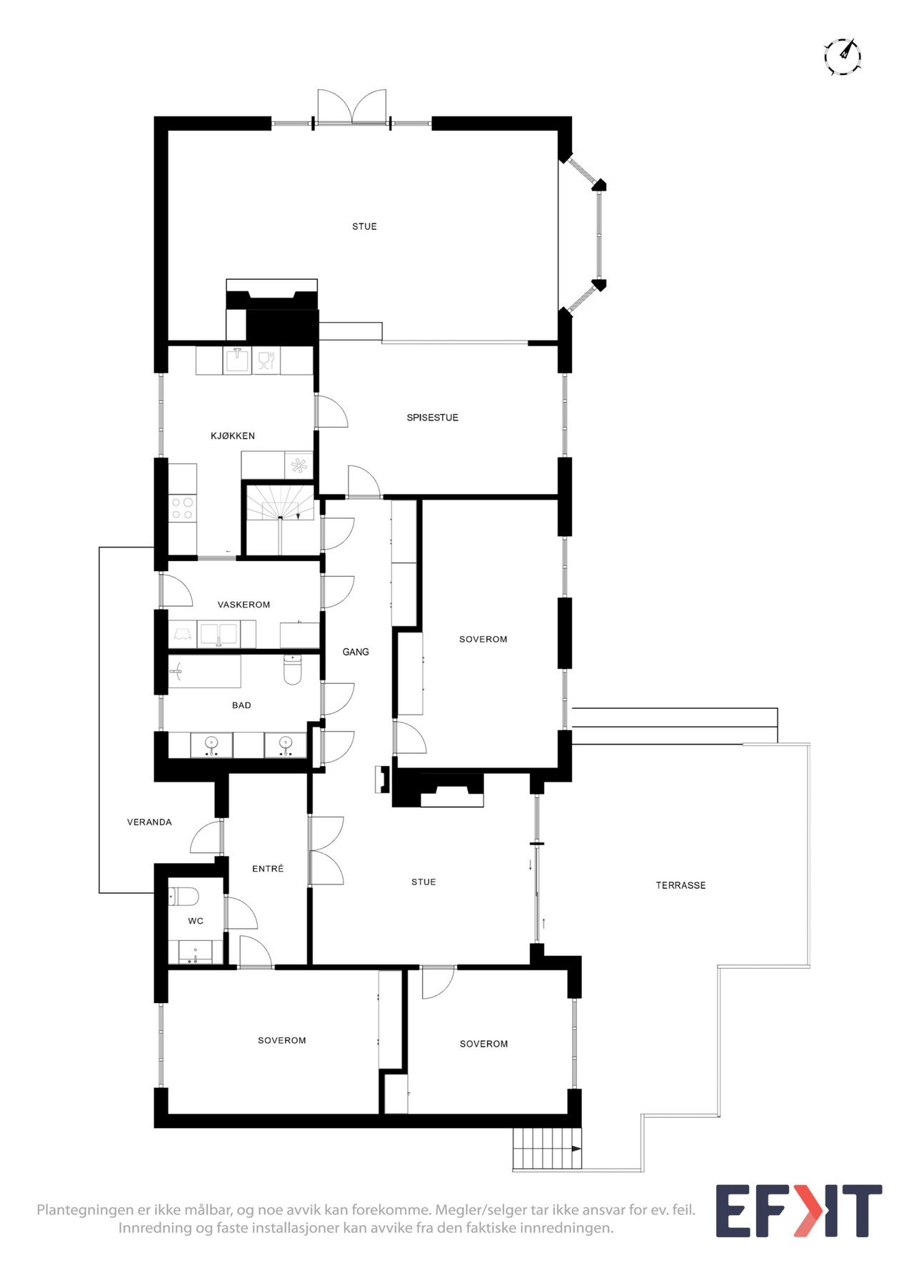 Plantegning som viser boligens 1. etasje. Galleribilde
