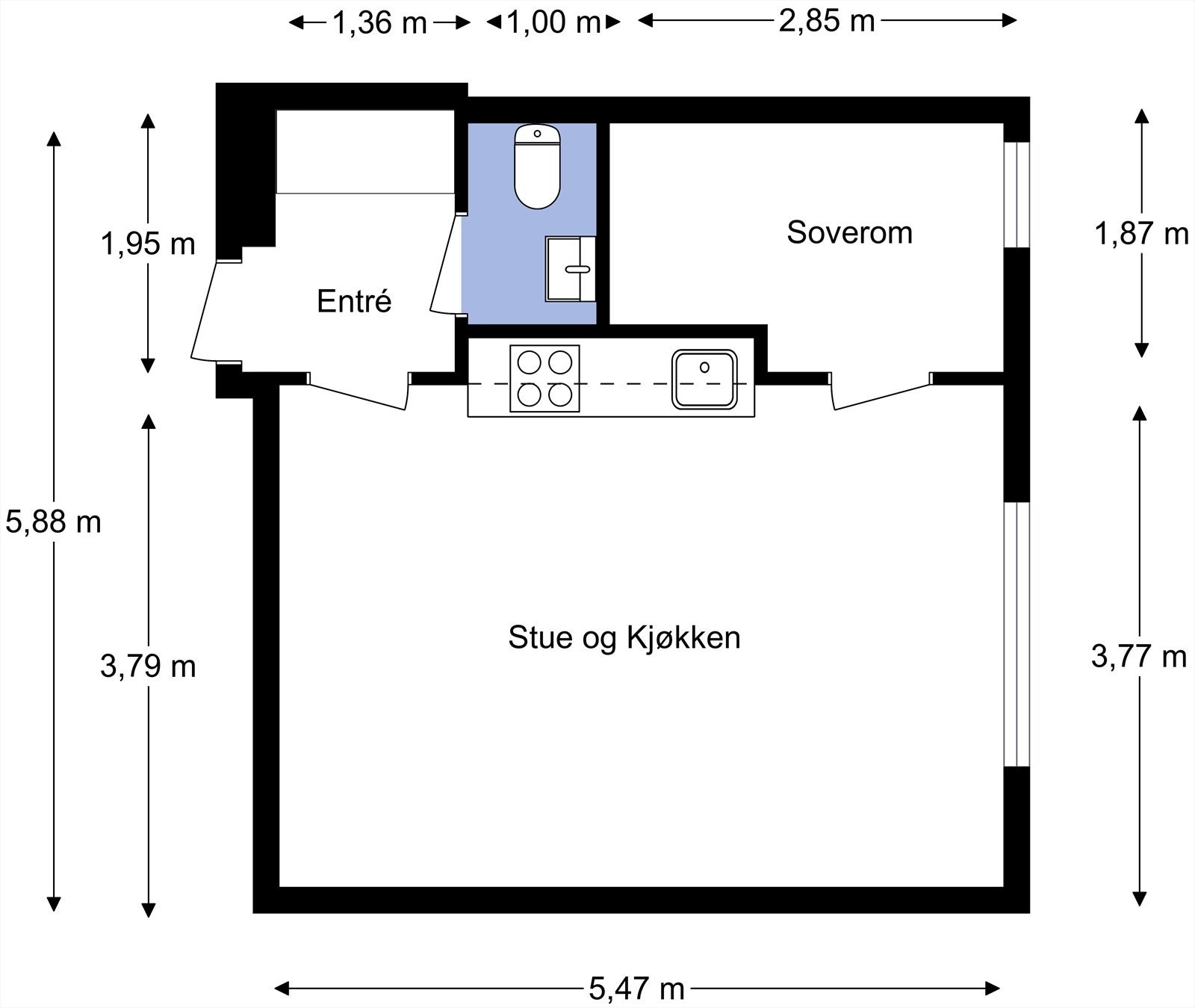 Plantegning utarbeidet av takstmann. Galleribilde