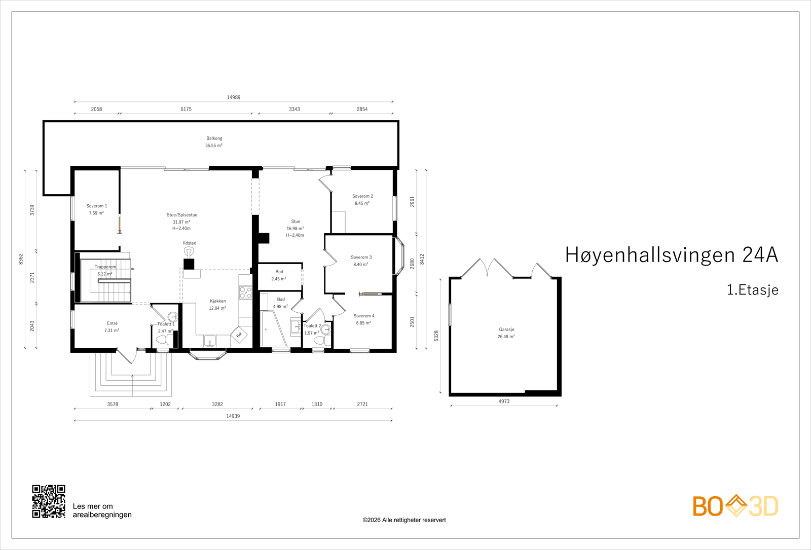 Plantegning med garasje. Galleribilde