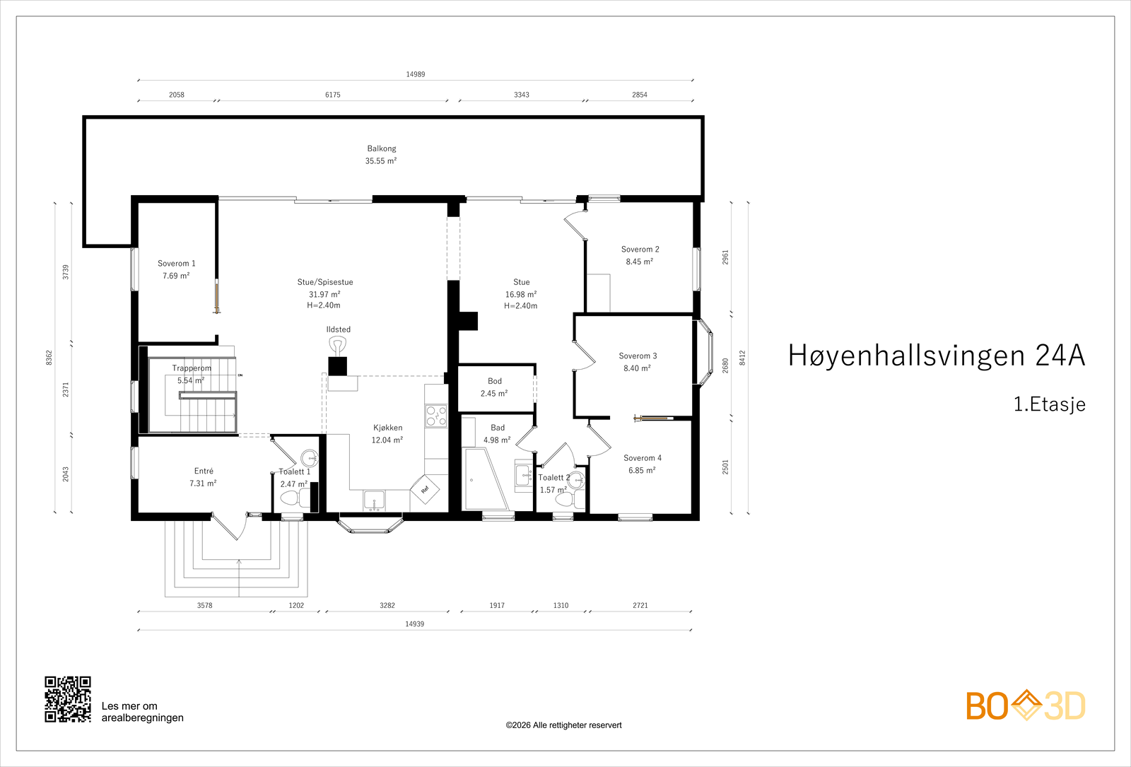 Plantegning hovedetasje. Galleribilde