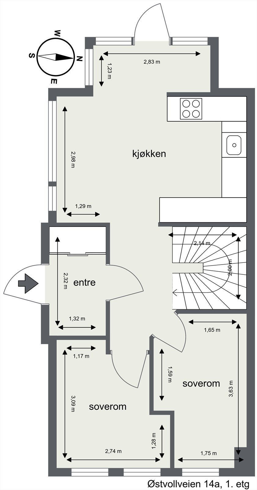Plantegning 1. etg. Galleribilde