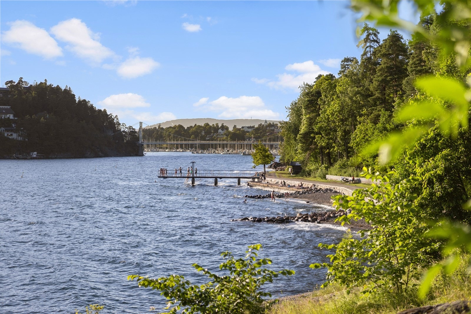Det er flere flotte badeplasser langs fjorden, perfekt for både store og små. Galleribilde