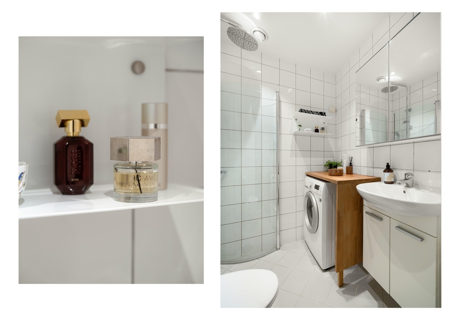 Her er det plass og opplegg for vaskemaskin. Det er også downlights fra taket og varmekabler i gulvet. Galleribilde