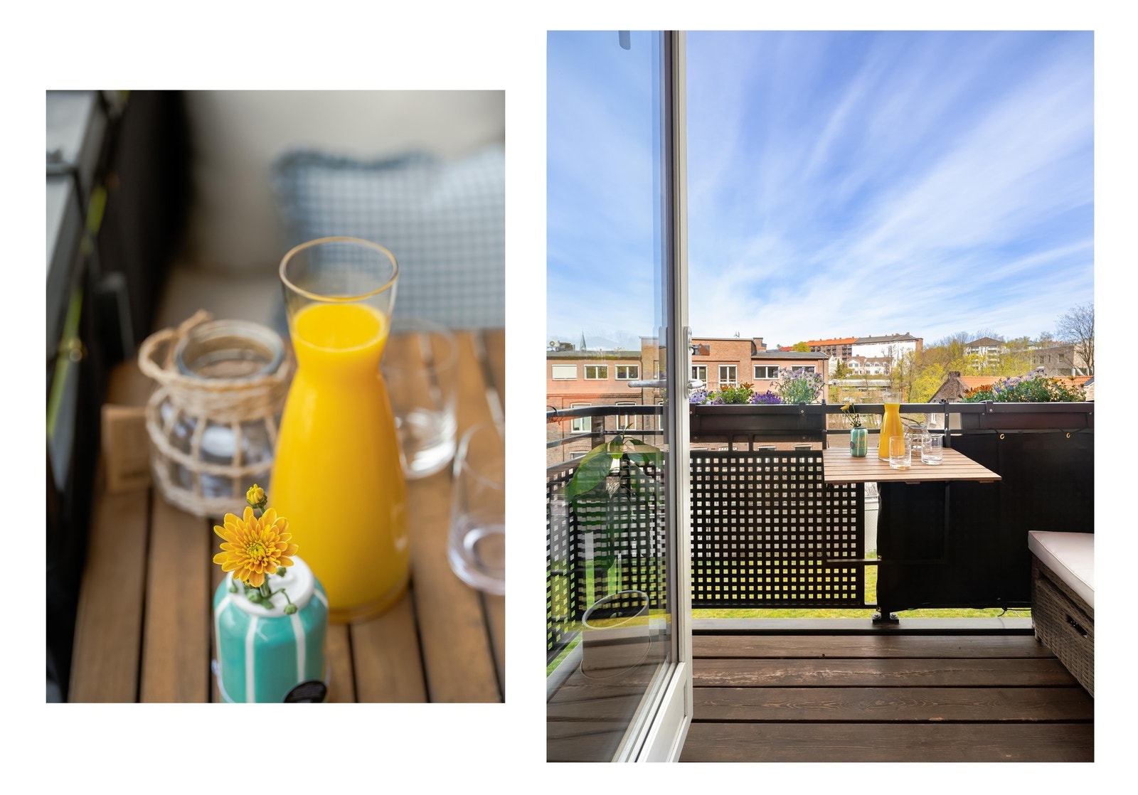 Herfra finner vi utgang til balkongen, med ettermiddags-/kveldssol. Galleribilde