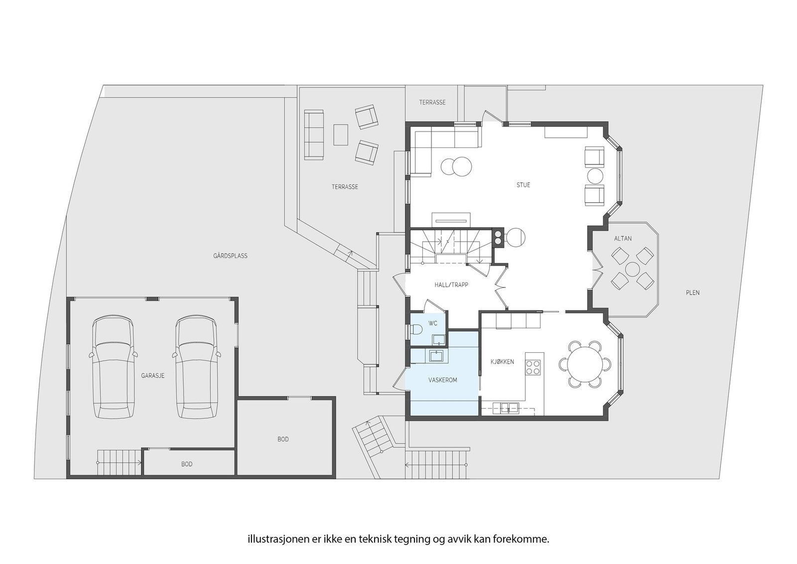 Plantegning 1. etasje Galleribilde