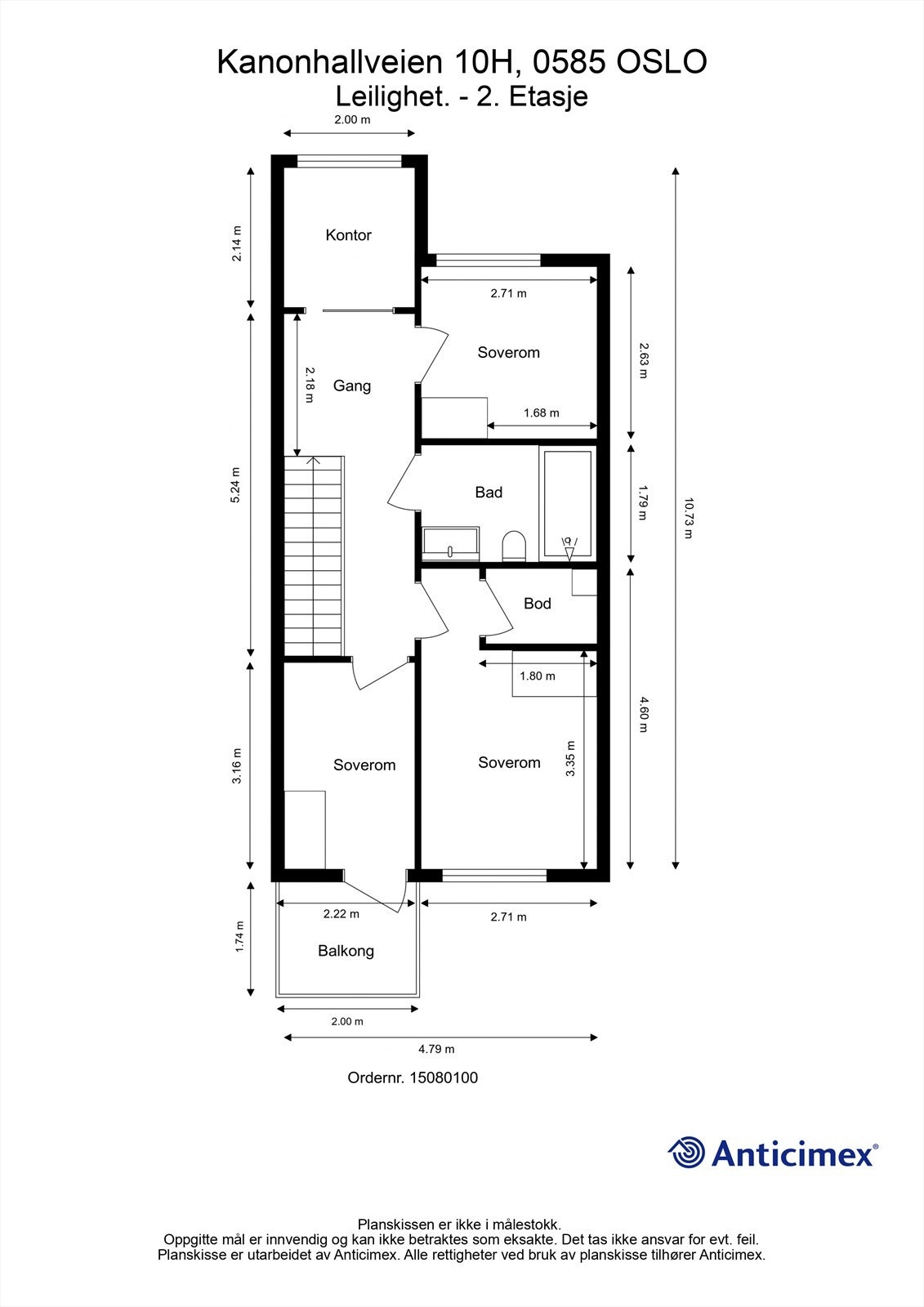 Målsatt plantegning - 2.etasje Galleribilde
