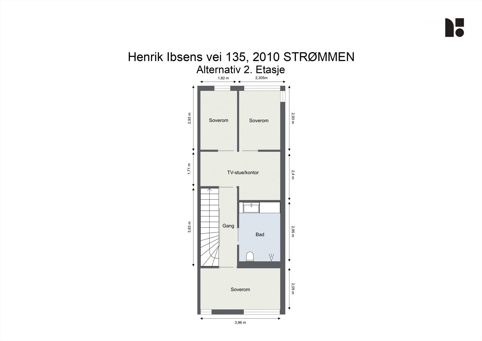 Alternativ plantegning av 2. etasje. Galleribilde
