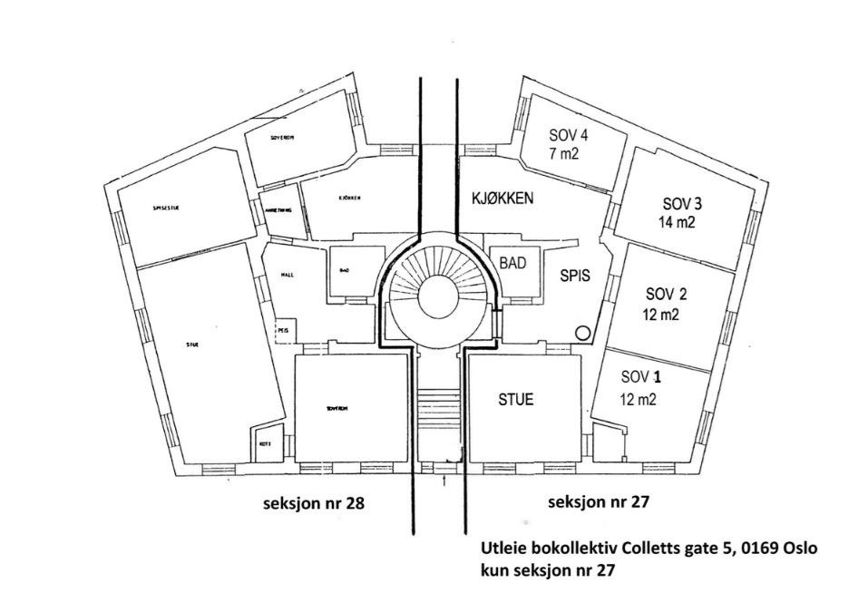 Planløsning. Sov 2 og 4 er ledige. Galleribilde