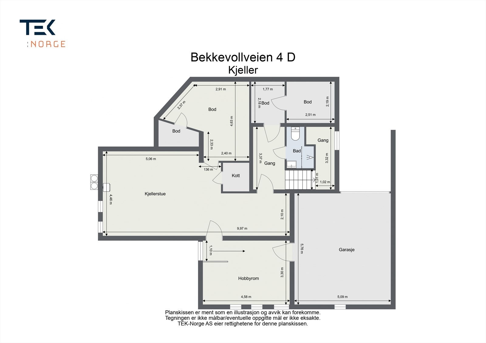 Kjelleretasjen byr på et stort potensial med hobbyrom, flere boder og direkte adkomst til garasjen. Galleribilde