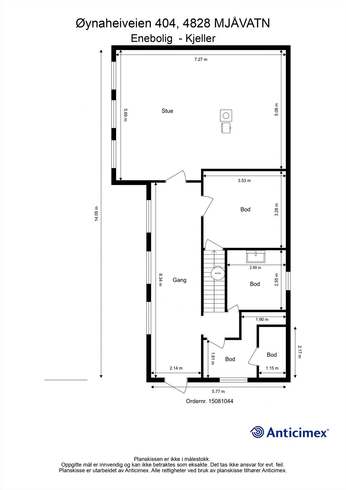 Plantegning kjeller. Galleribilde
