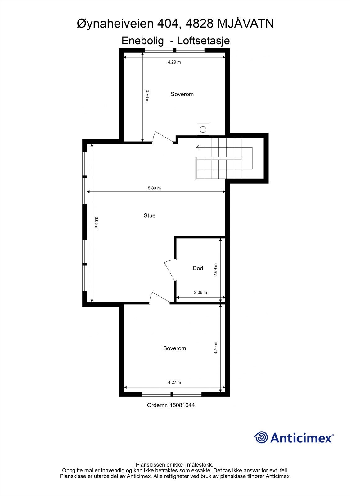 Plantegning loftsetasje. Galleribilde