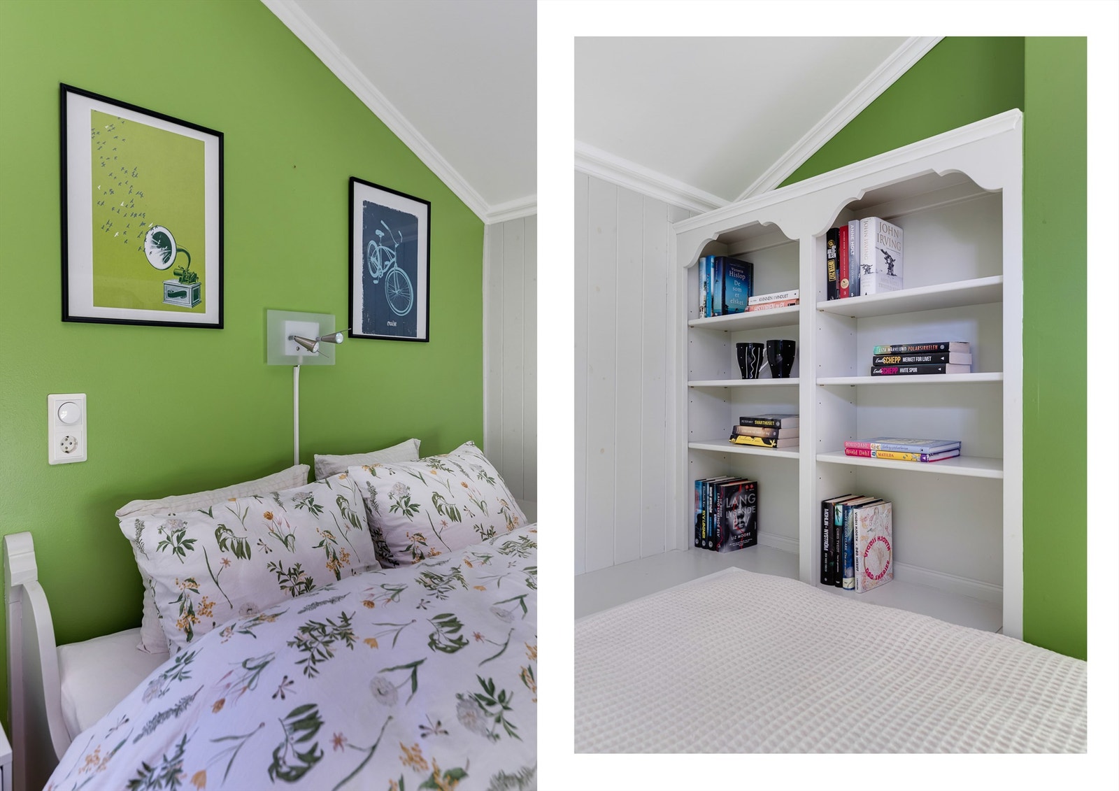 Praktisk løst med plassbygd seng og hyller. Galleribilde