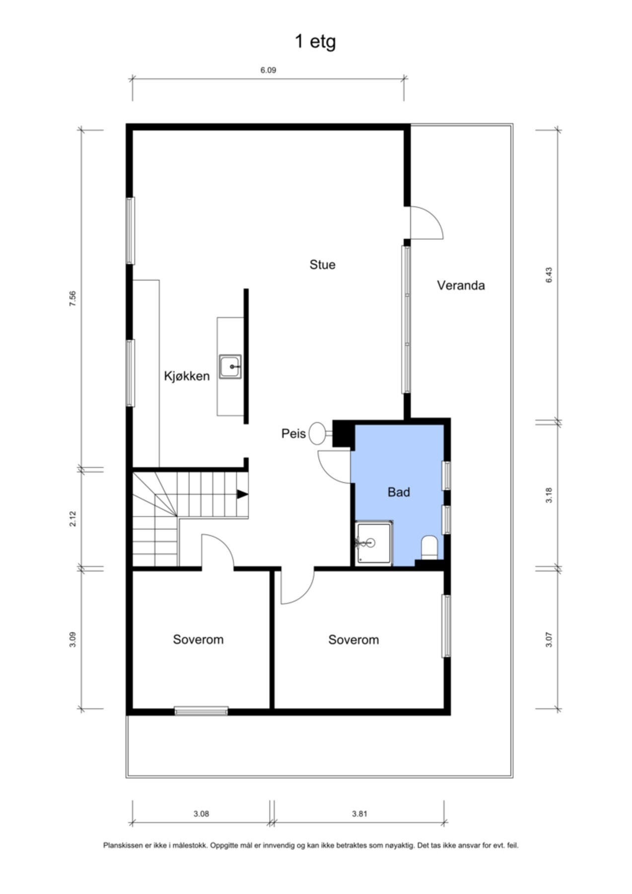 Planskisse hovedetasjen. Galleribilde
