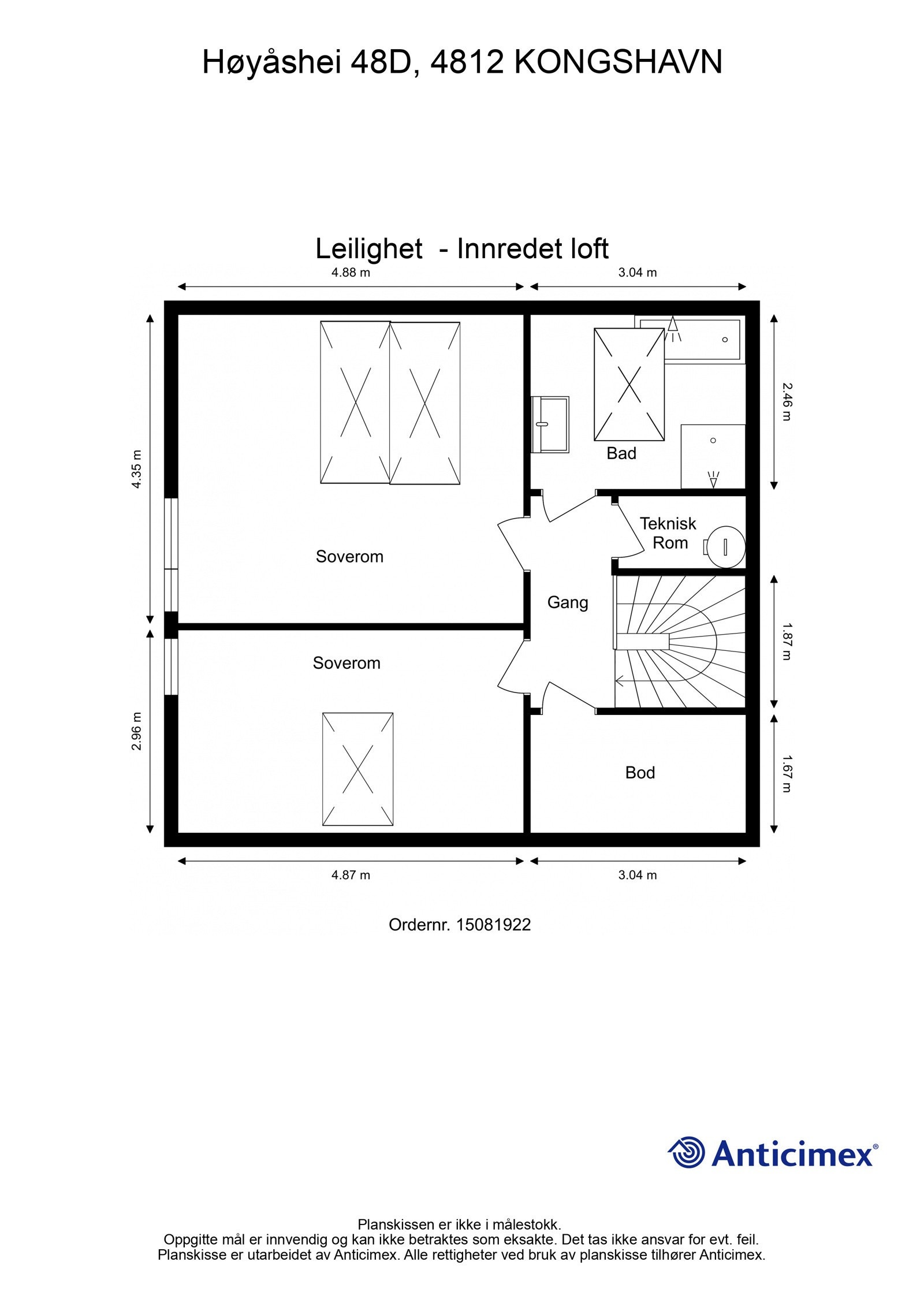 Plantegning - Innredet loft Galleribilde
