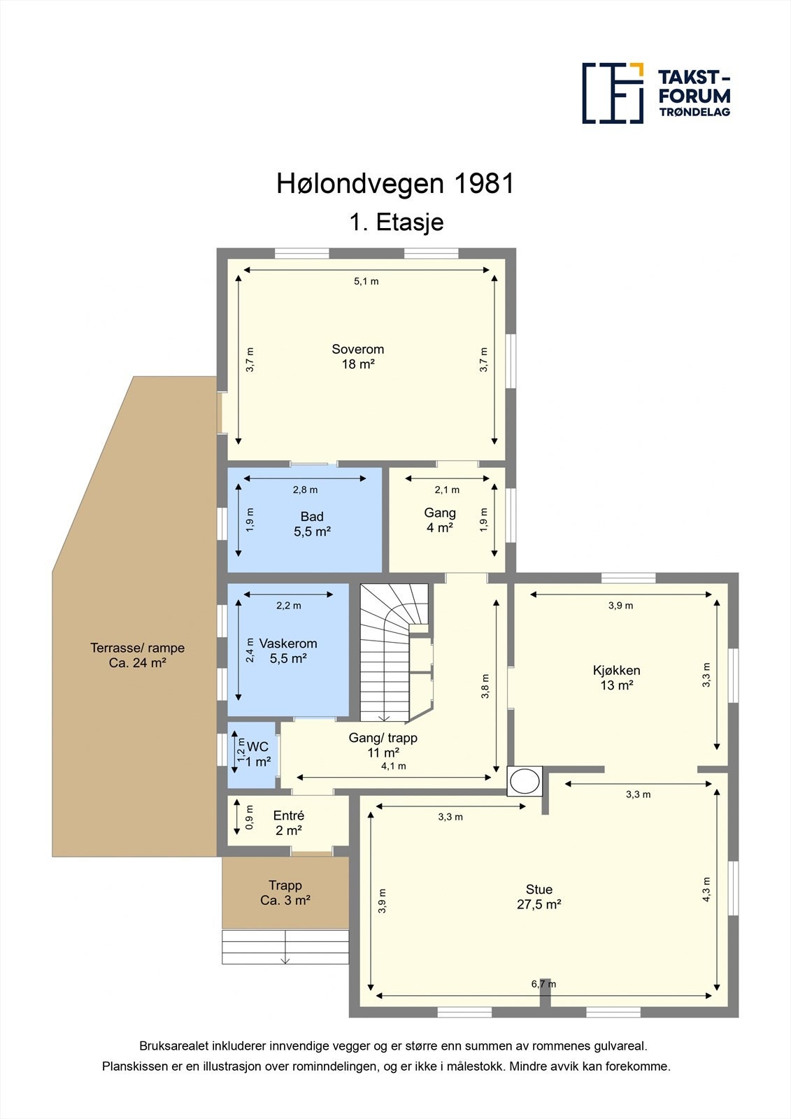 Planskisse 1. etasje. Galleribilde