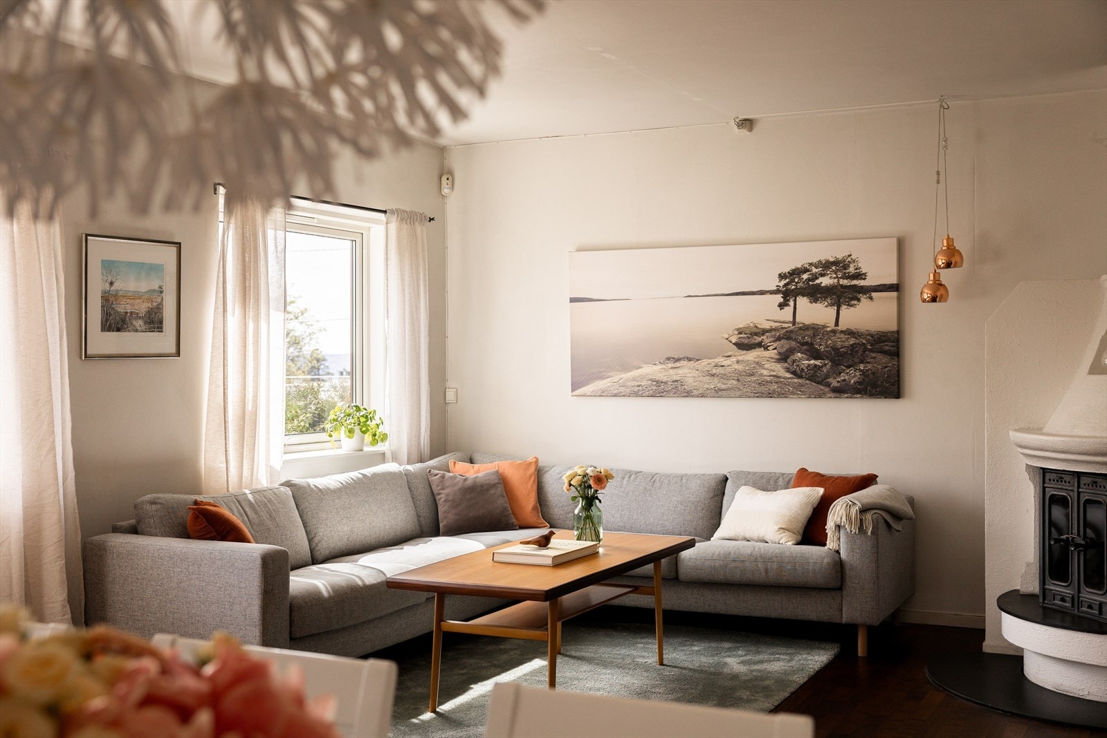 God plass til både sofagruppe og spisebord i stuen Galleribilde