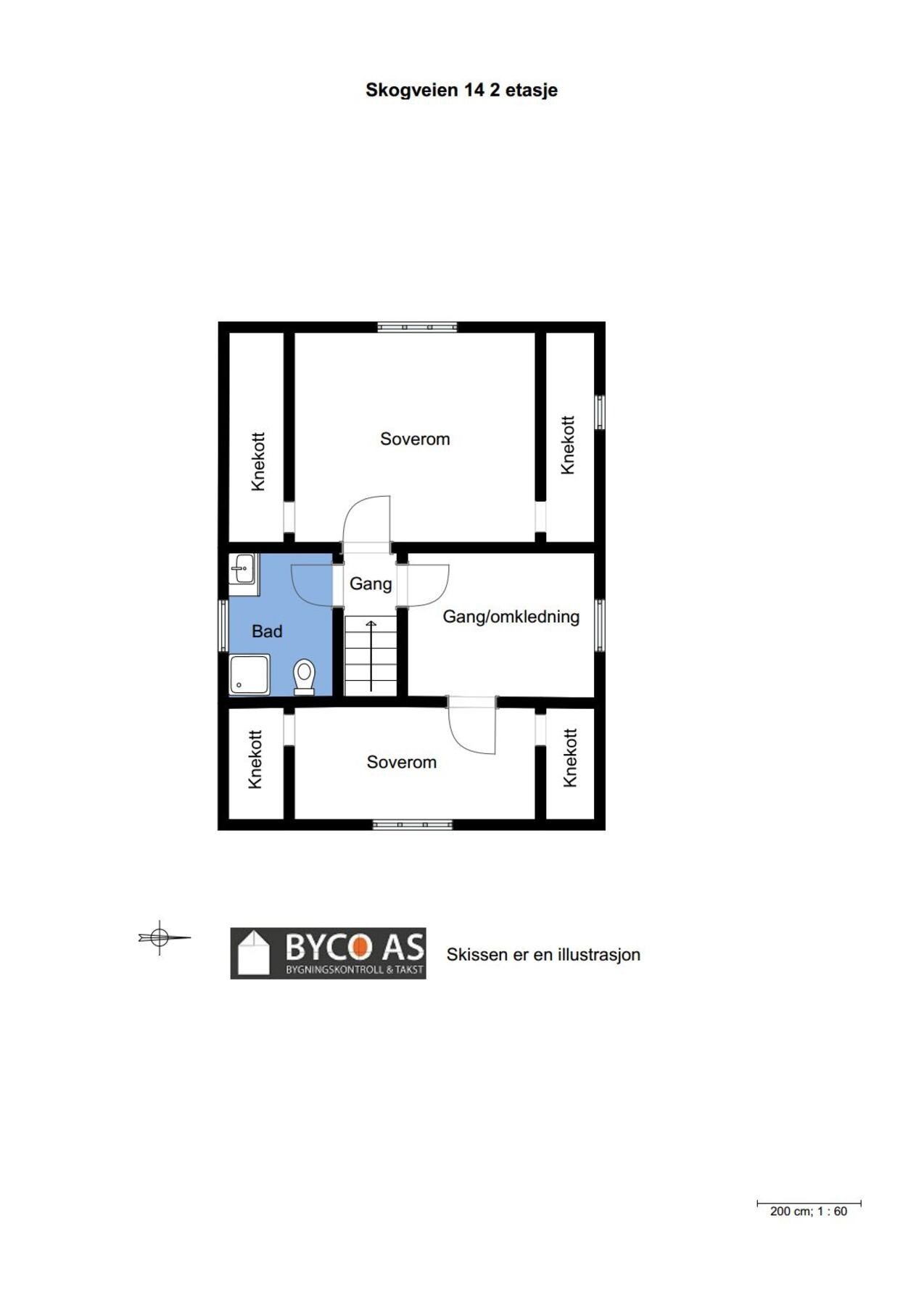 Plantegning boligens 2.e etasje. Galleribilde