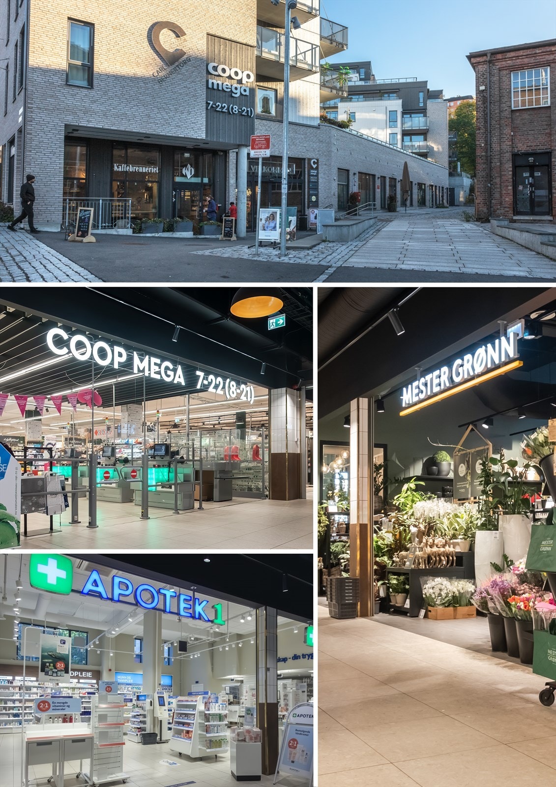 På Carl Berner har både Apotek 1, Coop Mega og Kaffebrenneriet. Galleribilde