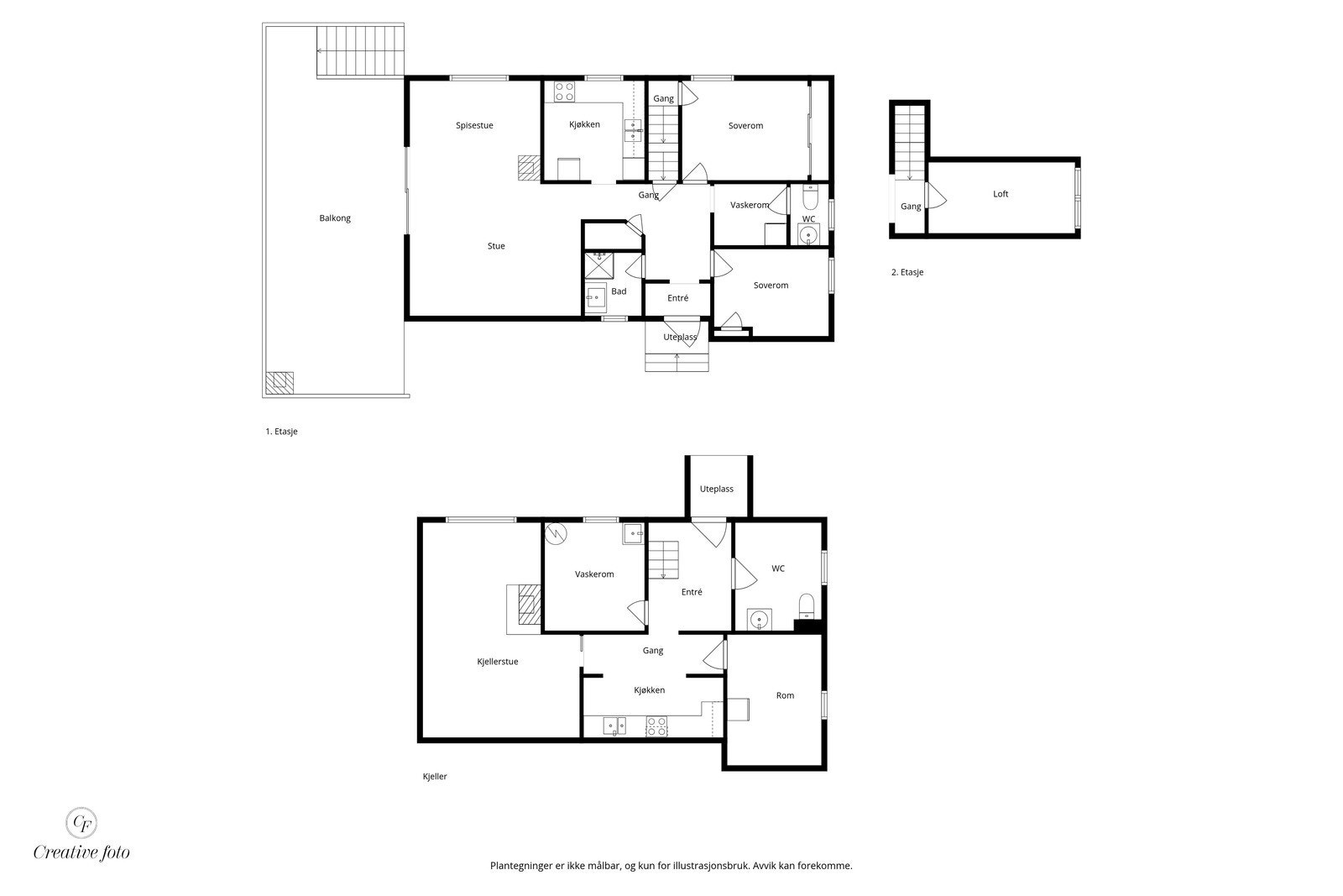 Boligen strekker seg over to plan, med hoveddel i første etasje og underetasje (Se pkt. ferdigattest), i tillegg til lagringsplass på loft. Galleribilde