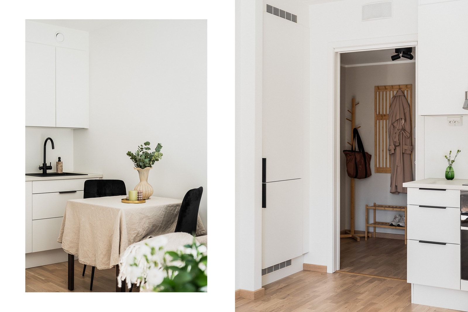 Hvite fronter kombinert med laminat benkeplate gir et tidløst uttrykk som er enkelt å holde pent. Galleribilde