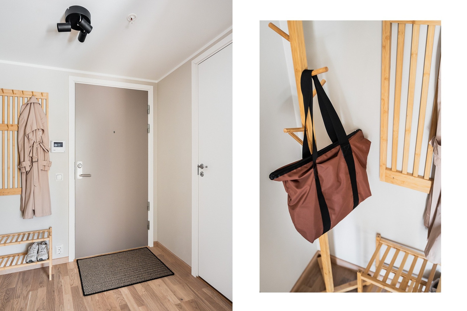 Entréen er romslig og har praktisk dørtelefon med skjerm som gjør det enkelt og trygt slippe gjester inn. Galleribilde