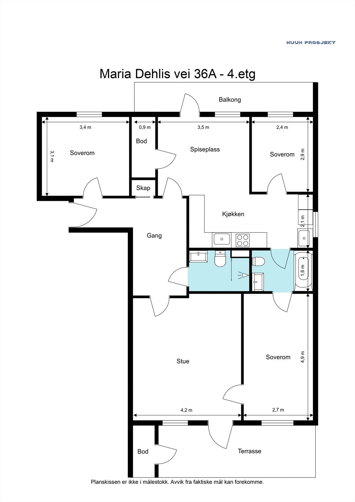 Plantegning - Maria Dehlis vei 36A Galleribilde