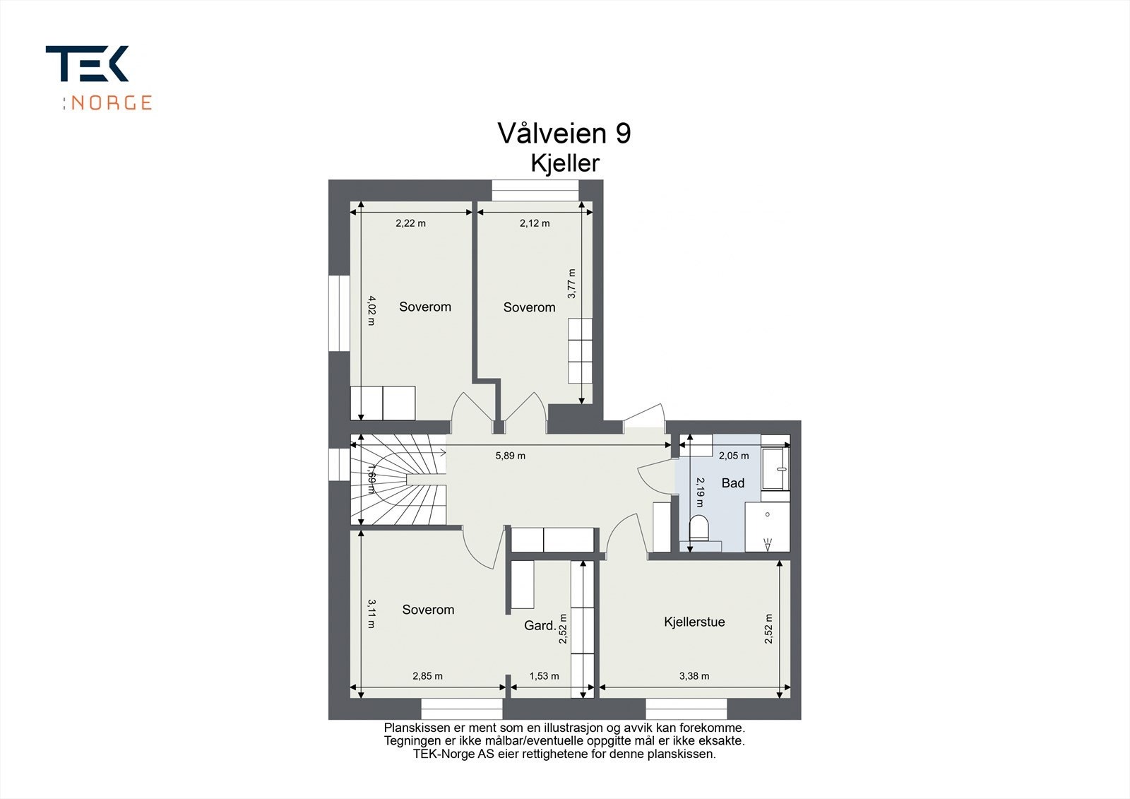 Plantegning Vålveien 9, Underetasje. Galleribilde