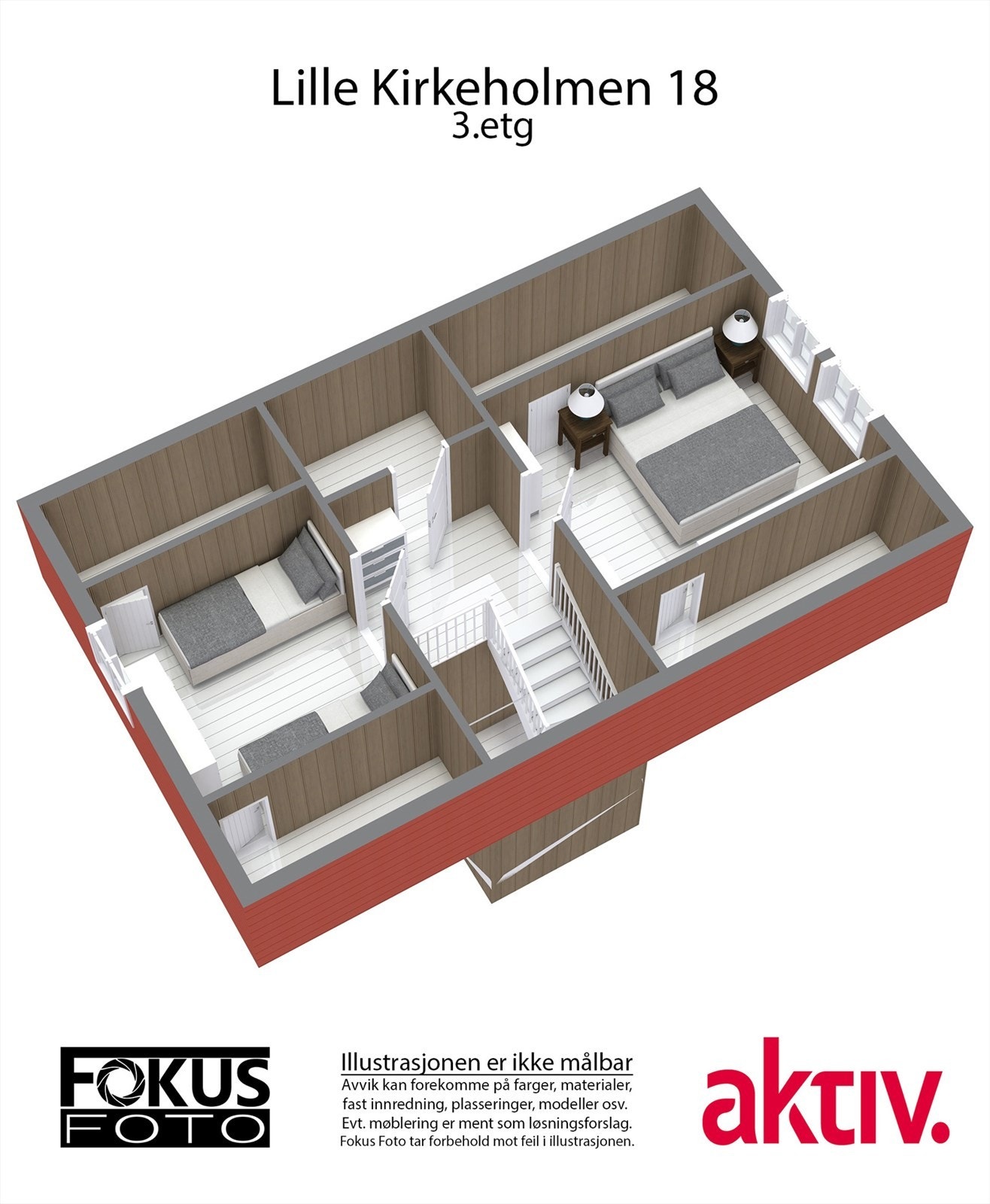 3. etasje - Plantegning (3D) Galleribilde