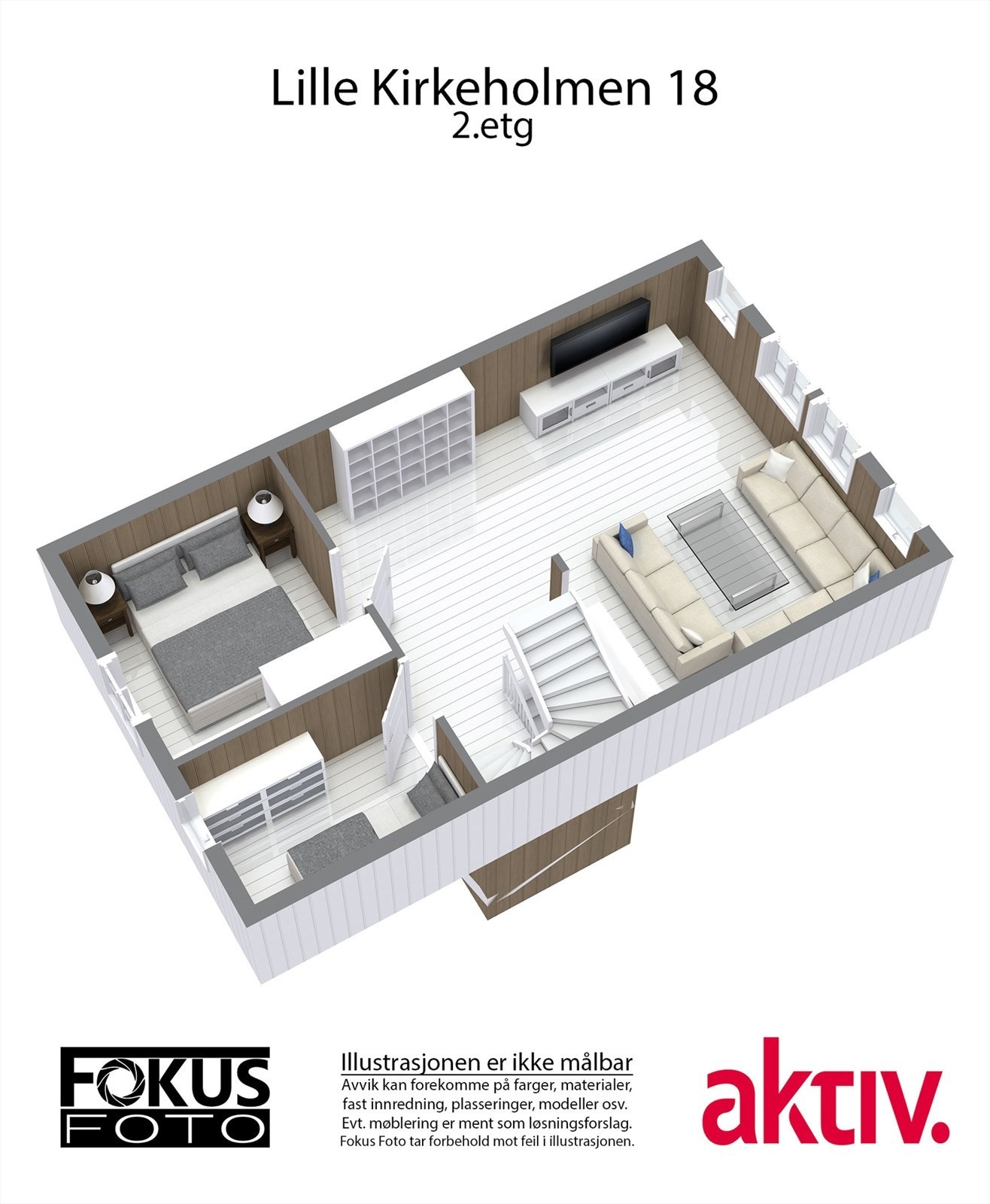 2. etasje - Plantegning (3D) Galleribilde