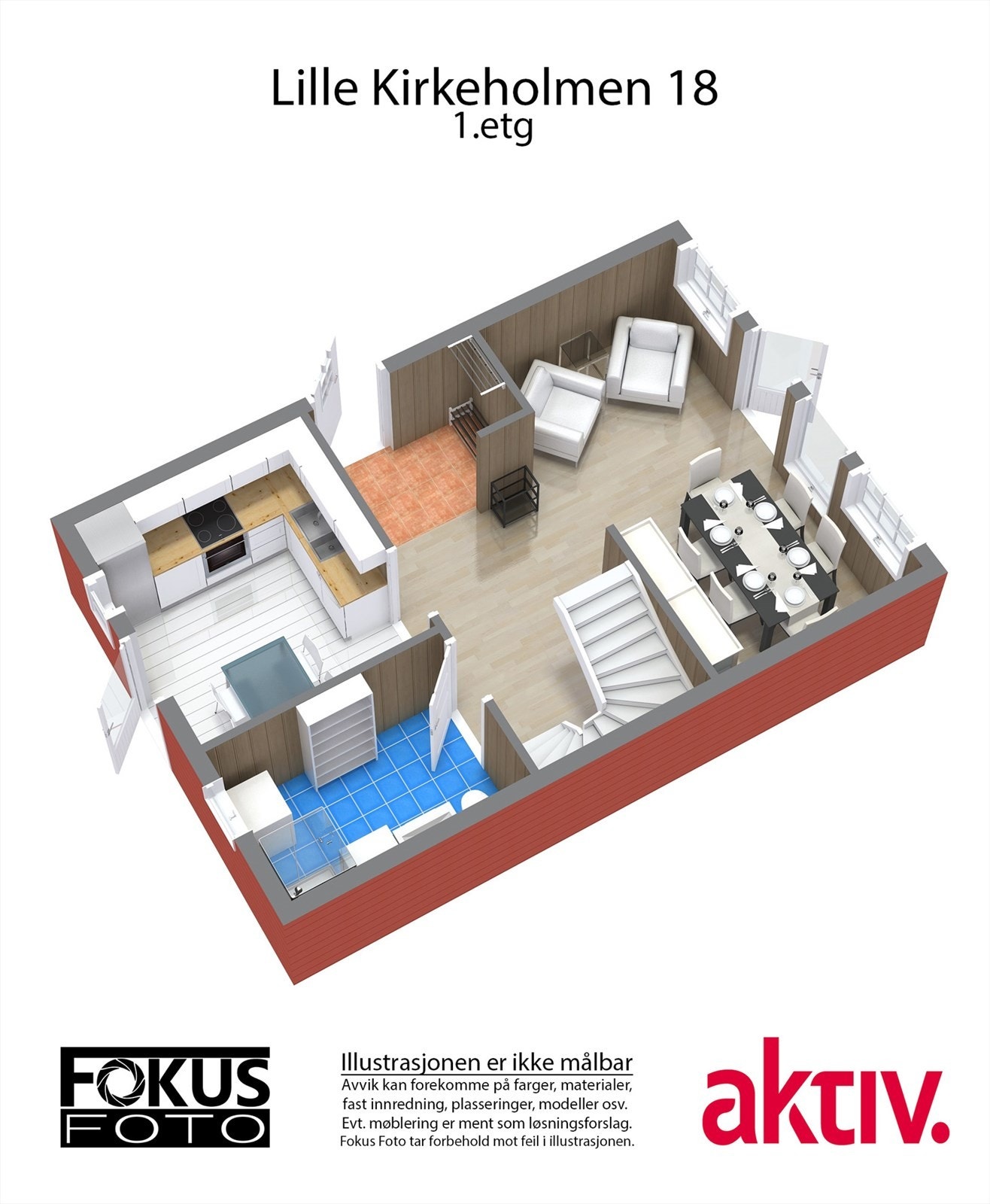 1. etasje - Plantegning (3D) Galleribilde