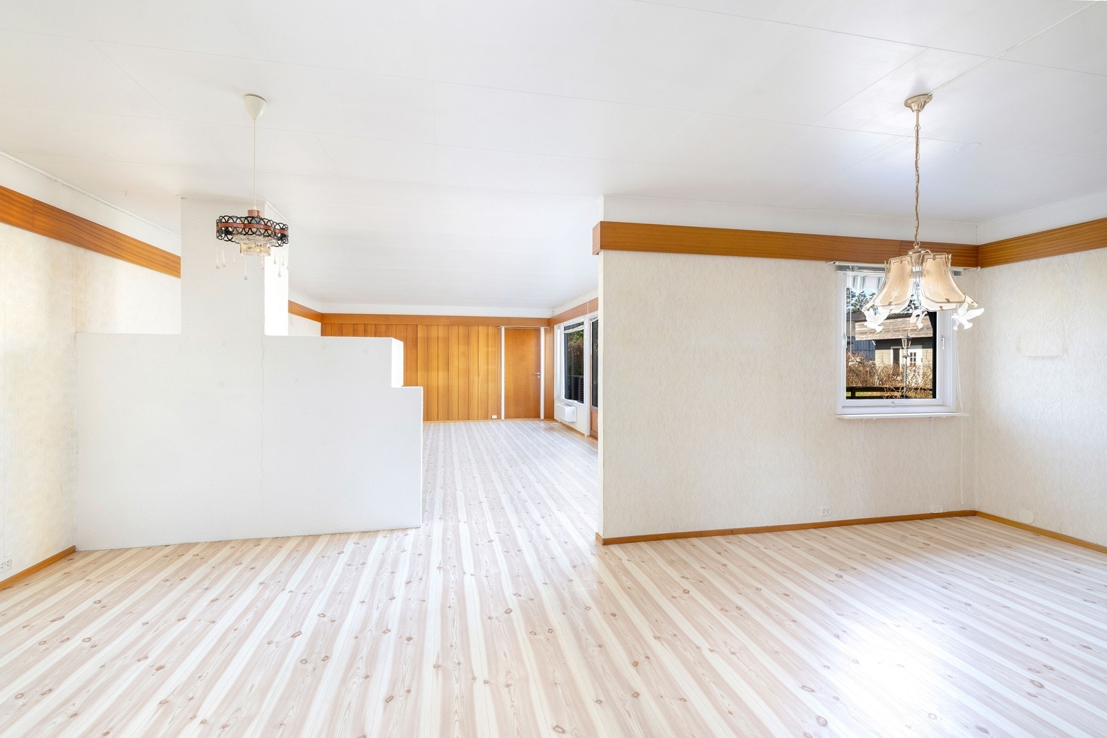 Det var tegnet inn et soverom i hjørnet av stuen på opprinnelig tegninger. Galleribilde