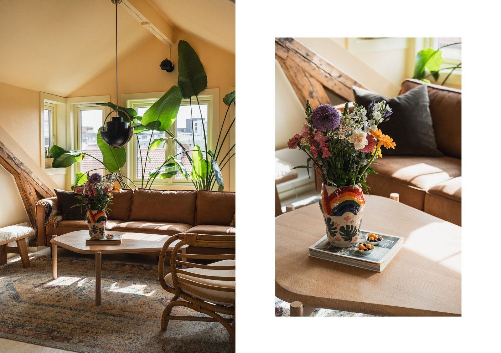 Leiligheten er smakfullt fargesatt i samråd med av fargerådgiver Ingrid Simensen. Galleribilde