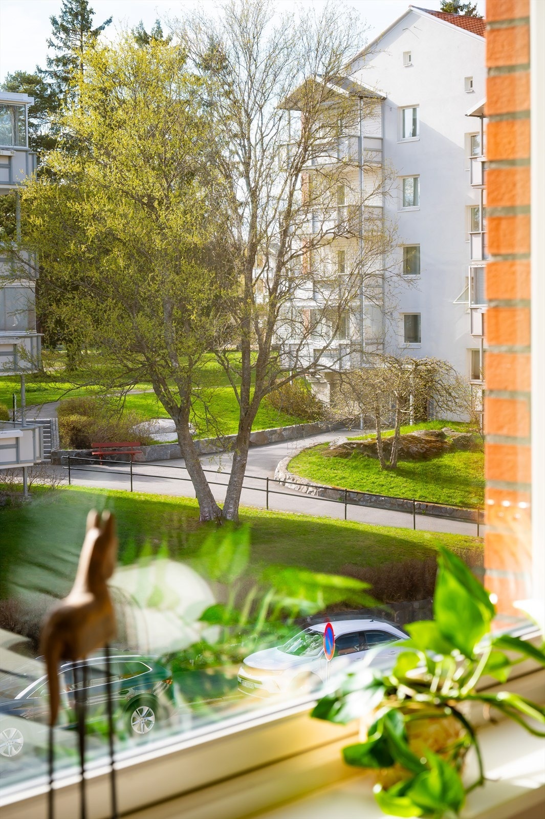 Grønt utsyn fra leilighetens vinduer. Galleribilde