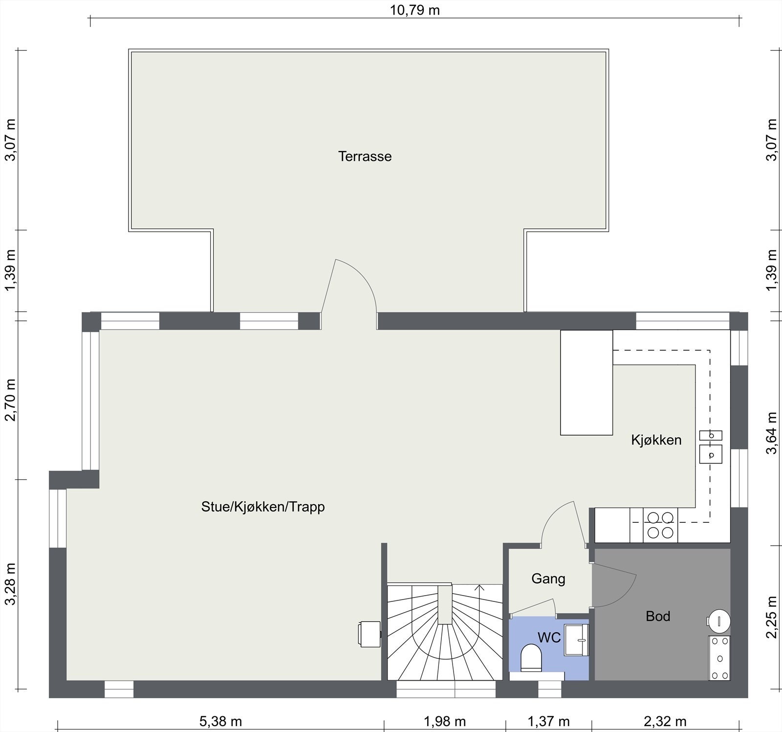 Plantegning - Hovedetasje. Galleribilde