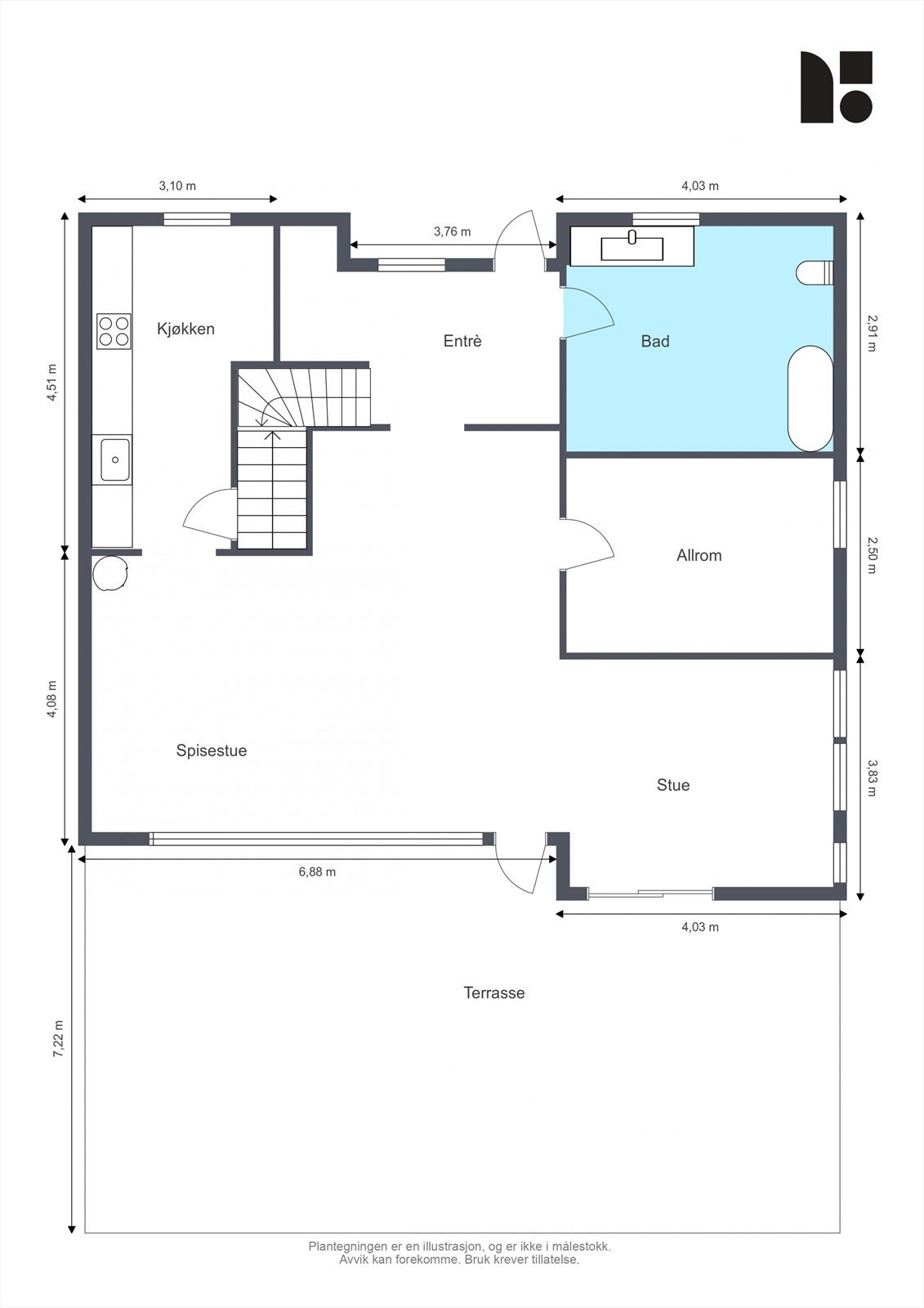 Plantegning 1. etasje Galleribilde