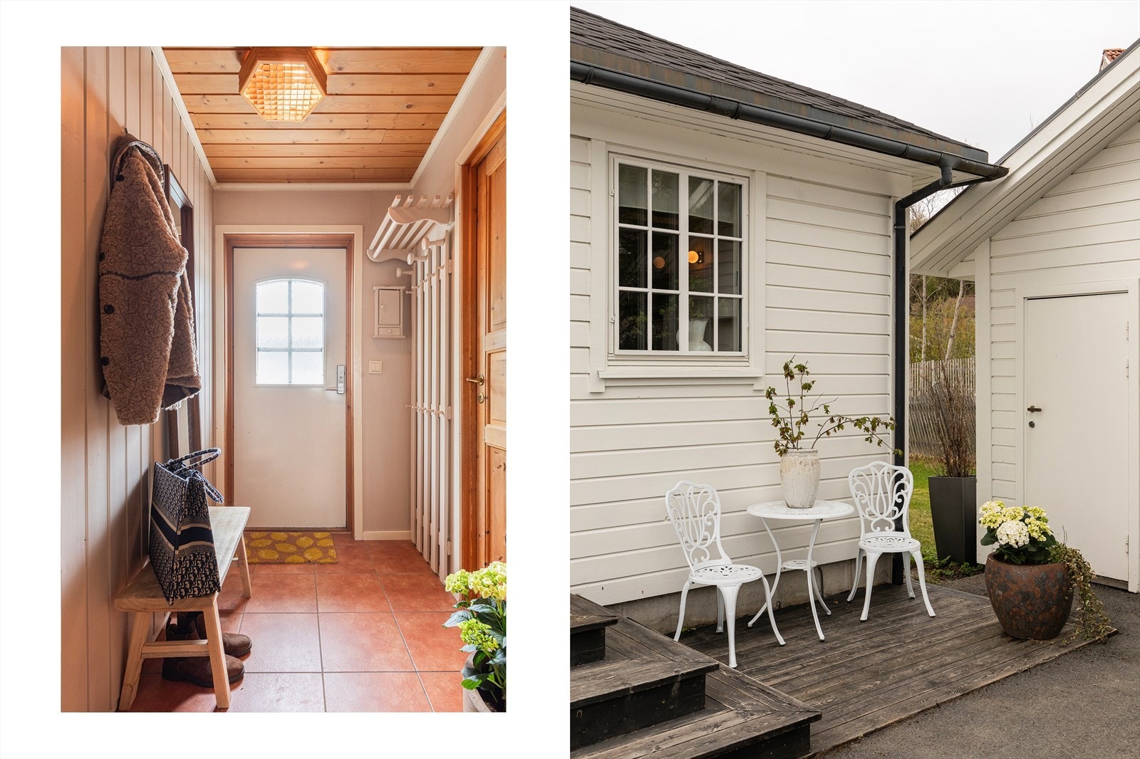 Pent opparbeidet inngangsparti med morgensol. Galleribilde
