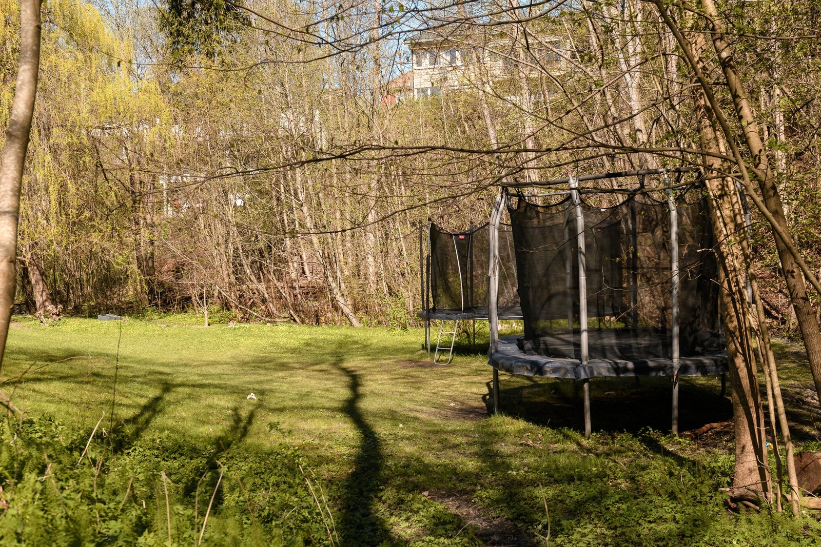 Tomten grenser mot et friområde, som gir en følelse av å ha skogen som en del av hagen. Her er det trampoliner og boltringsplass for sameiets yngste beboere. Galleribilde
