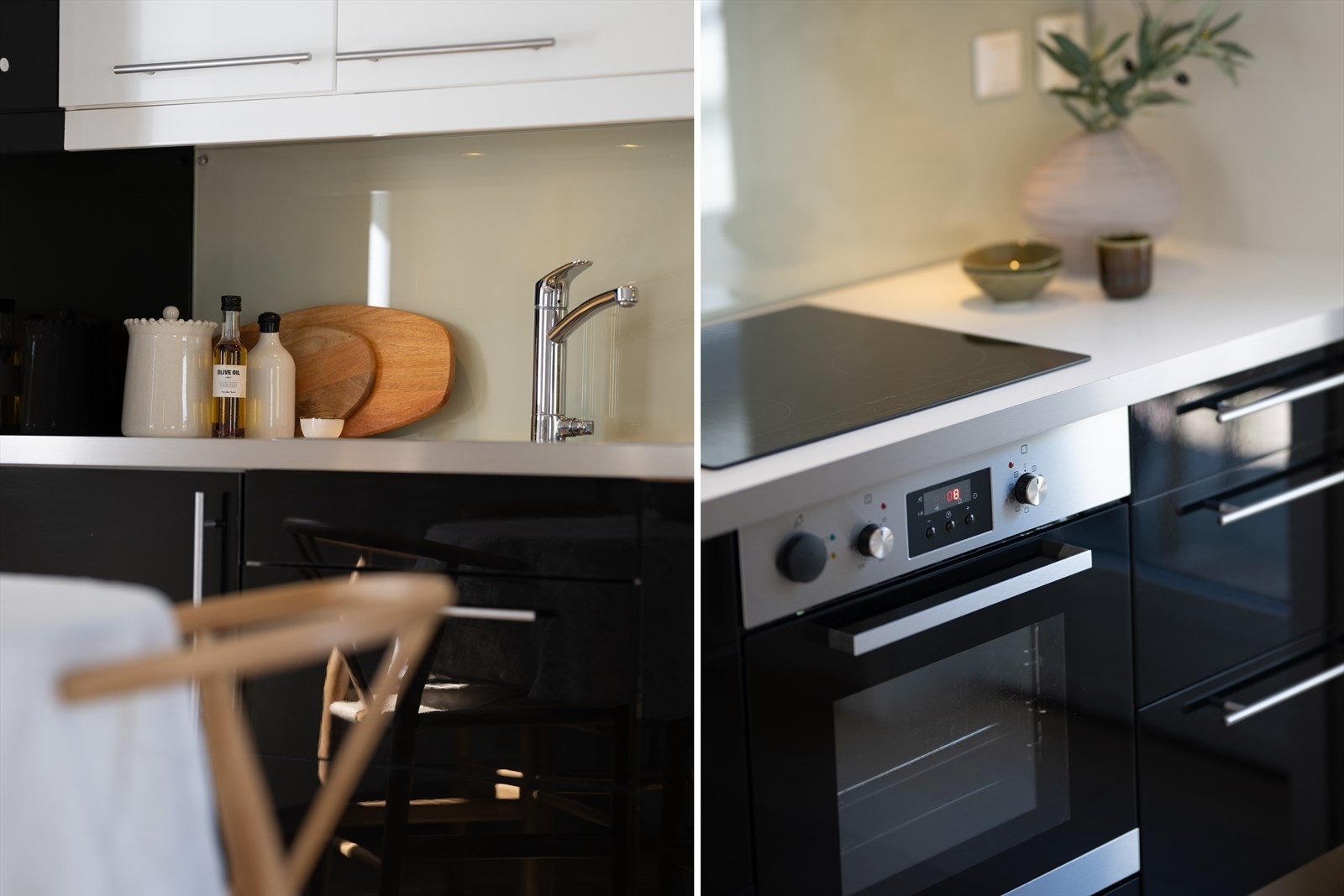 Innredningen fremstår moderne med glatte fronter og gjennomtenkte detaljer, samt rikelig med over-og underskap for optimal oppbevaring. Galleribilde