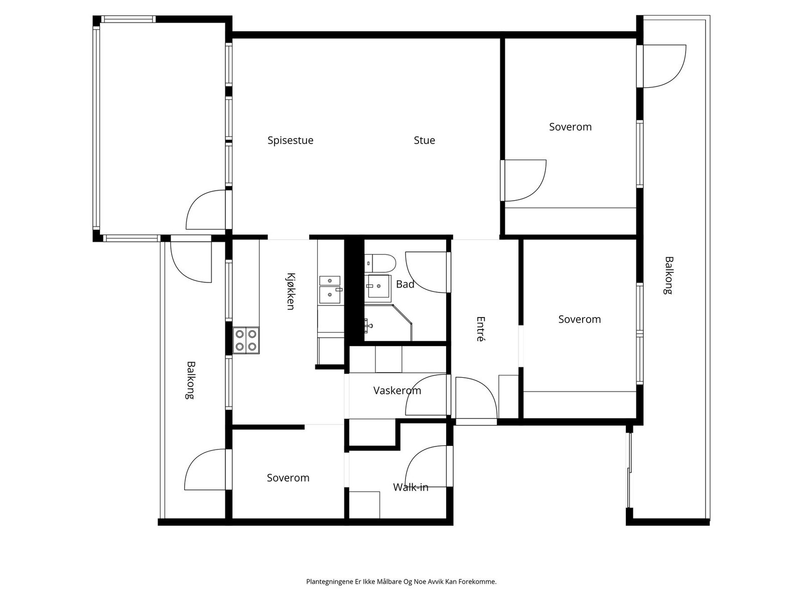 Plantegning. Soverom ved walk-in er ikke godkjent som soverom. Galleribilde